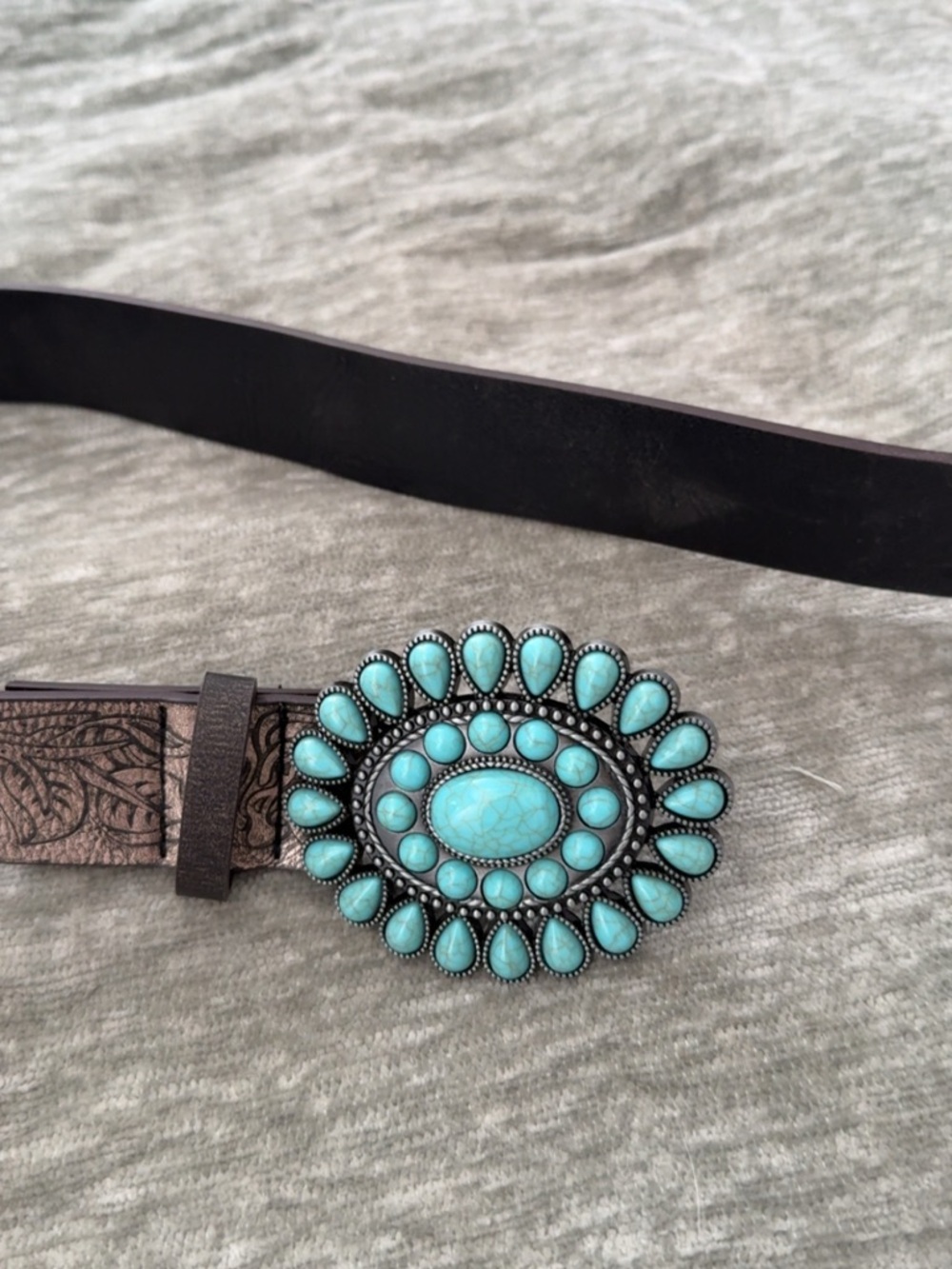 Turquoise Stone Oval Concho Belt - Women Accessories